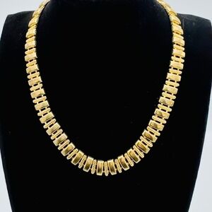 Vintage Chunky Gold Tone Chain Statement Collar Necklace Korean Rectangular Link